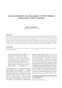 Cross-Examination: an Interrogation of Peter Rollins's Hermeneutic of The