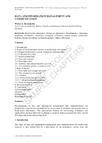 Data and Information Management and Communication - Walter G