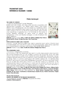 FRANKFURT 2004 REFERENCE NUMBER: 130080 Peter Ackroyd