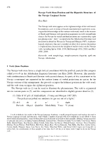 Navajo Verb Stem Position and the Bipartite Structure of the Navajo