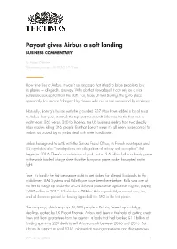 Payout Gives Airbus a Soft Landing BUSINESS COMMENTARY