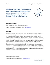 Resilience Matters: Examining the School to Prison Pipeline Through the Lens of School