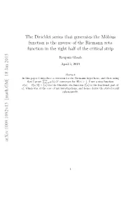 The Dirichlet Series That Generates the M\" Obius Function Is the Inverse Of