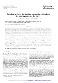 A Method to Derive the Absolute Composition of the Sun, the Solar System, and the Stars