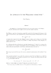 An Approach to the Willmore Conjecture ∗