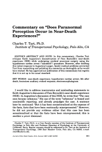 Does Paranormal Perception Occur in Near-Death Experiences?"