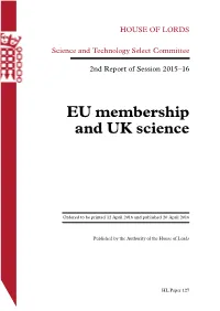 EU Membership and UK Science