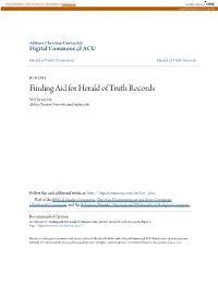 Finding Aid for Herald of Truth Records Mcgarvey Ice Abilene Christian University, Mxi13a@Acu.Edu