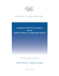 Integrating COVID-19 Presumptions Into the California Workers’ Compensation System