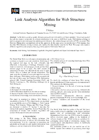 Link Analysis Algorithm for Web Structure Mining