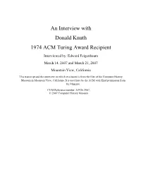 An Interview with Donald Knuth 1974 ACM Turing Award Recipient