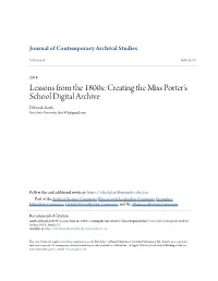 Creating the Miss Porter's School Digital Archive Deborah Smith Kent State University, Das1403@Gmail.Com