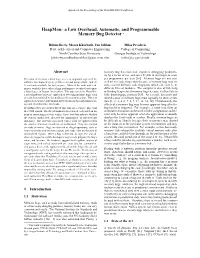 Heapmon: a Low Overhead, Automatic, and Programmable Memory Bug Detector ∗