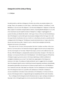 Kategoriai and the Unity of Being
