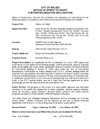 Notice of Intent to Adopt a Mitigated Negative Declaration / Initial Study