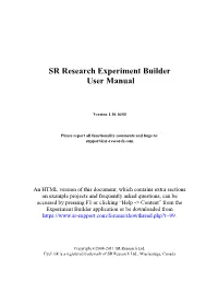 SR Research Experiment Builder User Manual