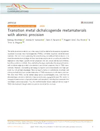 Transition Metal Dichalcogenide Metamaterials with Atomic Precision