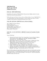 2018 Book List Draft Copy 4/24/18 School of Letters