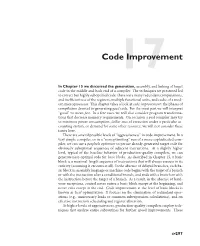 Code Improvement:Thephasesof Compilation Devoted to Generating Good Code