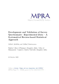 Development and Validation of Survey Questionnaire Experimental Data – a Systematical Review-Based Statistical Approach
