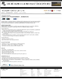 Gameplay Programmer - Animation
