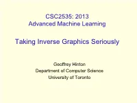 Geoffrey Hinton Department of Computer Science University of Toronto