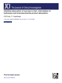 Intestinal Absorption of Sucrose in Man: Interrelation of Hydrolysis and Monosaccharide Product Absorption