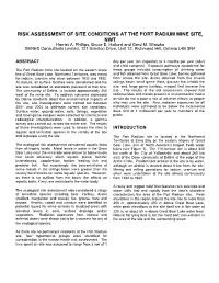 RISK ASSESSMENT of SITE CONDITIONS at the PORT RADIUM MINE SITE, NWT Harriet A
