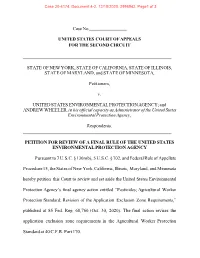 State of New York, Petition for Review of Final Rule