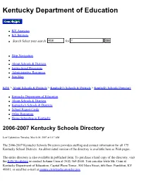 2006-2007 Kentucky Schools Directory