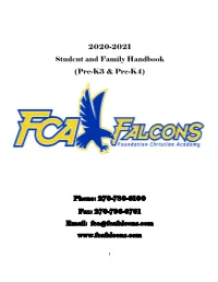 2020-2021 Student and Family Handbook (Pre-K3 & Pre-K4)