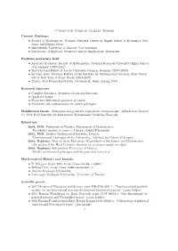 Curriculum Vitae of Vladlen Timorin Current Positions: • Faculty Of