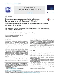Hoarseness: an Unusual Presentation of Primary Thyroid Lymphoma With