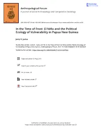 In the Time of Frost: El Niño and the Political Ecology of Vulnerability in Papua New Guinea