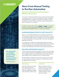 Move from Manual Testing to Devops Automation Automate and Accelerate Functional Testing with Parasoft Solutions