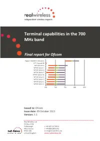 Terminal Capabilities in the 700 Mhz Band