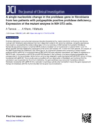 A Single Nucleotide Change in the Prolidase Gene in Fibroblasts from Two Patients with Polypeptide Positive Prolidase Deficiency
