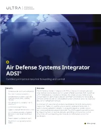 Air Defense Systems Integrator ADSI® Certified Joint Tactical Data Link Forwarding and Control