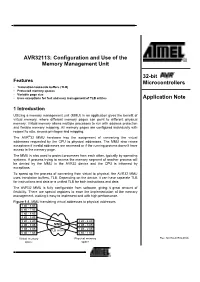AVR32113: Configuration and Use of the Memory Management Unit