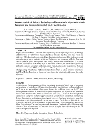 Current Statistics in Science, Technology and Innovation in Higher Education in Cameroon and the Establishment of Gender Participation