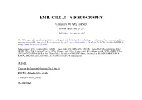 Emil Gilels - a Discography