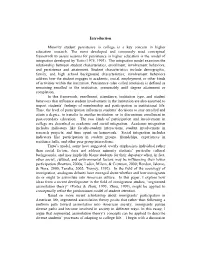 Introduction Minority Student Persistence in College Is a Key