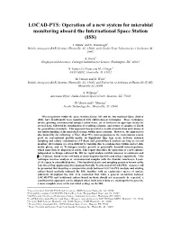 LOCAD-PTS: Operation of a New System for Microbial Monitoring Aboard the International Space Station (ISS)