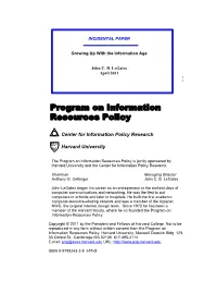 Program on Information Resources Policy