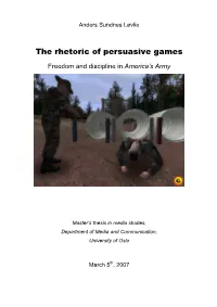 The Rhetoric of Persusasive Games