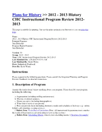 2013 History CHC Instructional Program Review 2012- 2013
