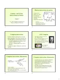 7. Gamma and X-Ray Interactions in Matter
