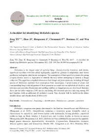 A Checklist for Identifying Meliolales Species