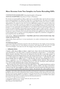 More Revenue from Two Samples Via Factor Revealing Sdps