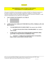 Requirements and Contract Provisions for the Project